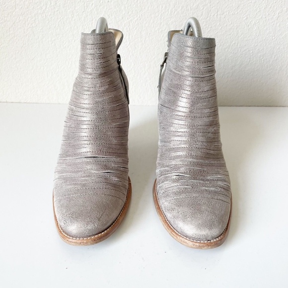 Paul Green Malibu Womens Ankle Boots 7 Metallic Leather Nubuck Sliced Zipper - Picture 3 of 12